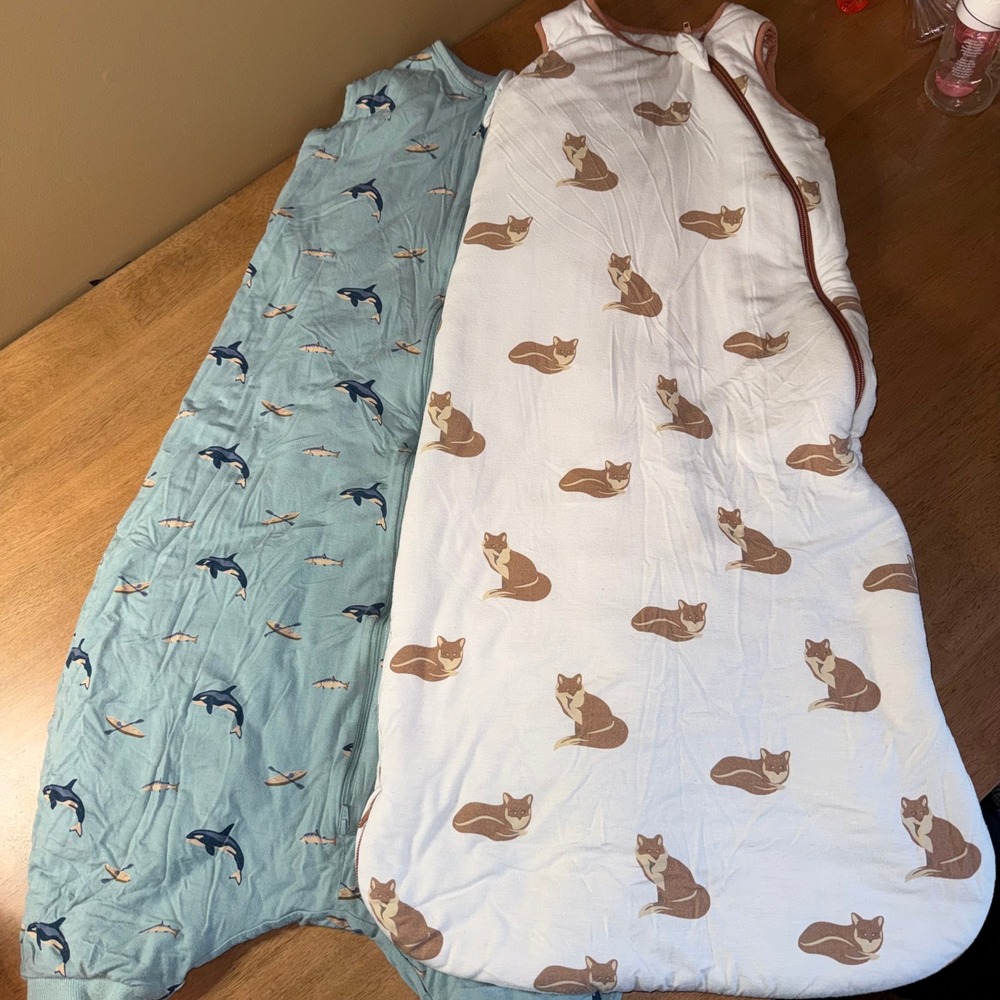 Kyte Baby Sleep Bag 1.0 TOG Lot of 2 Fox Orca Walker Bamboo Rayon Size Large